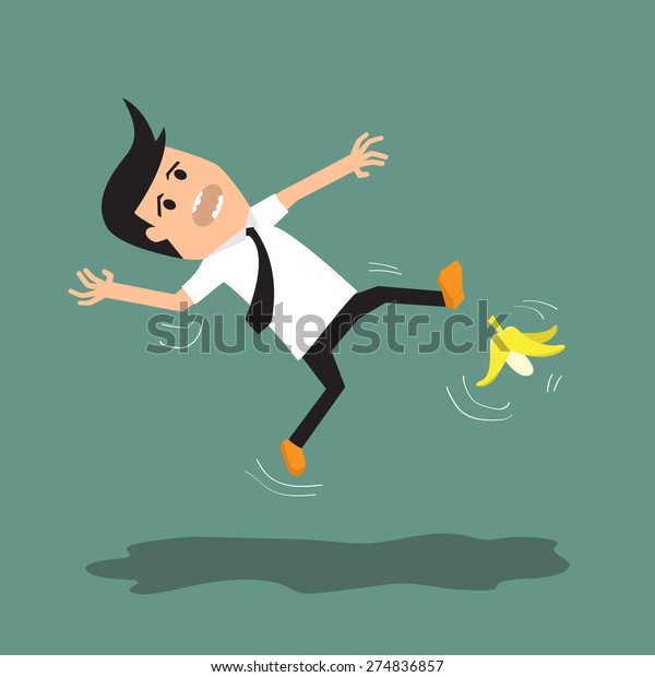 Businessman Slipping On Banana Peel Vector Stock Vector (Royalty Free ...