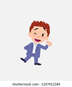 Businessman in smart casual style doing the OK sign with his hand.