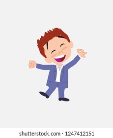 Businessman in smart casual style exulting in happiness