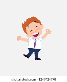 Businessman in smart casual style exulting in happiness