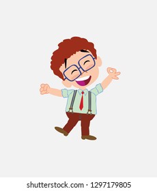 Businessman in smart casual style exulting in happiness