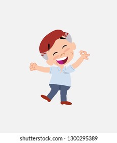 Businessman in smart casual style exulting in happiness