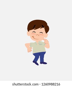 Businessman in smart casual style with funny expression.
