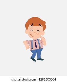 Businessman in smart casual style with funny expression.