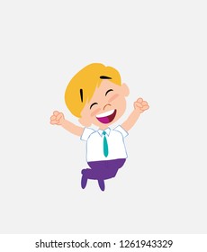 Businessman in smart casual style jumping for joy.