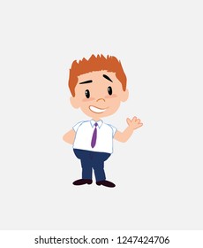 Businessman in smart casual style showing something in positive attitude.