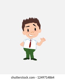 Businessman in smart casual style showing something in positive attitude.