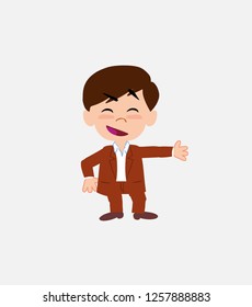 Businessman in smart casual style showing something in an optimistic and positive attitude.