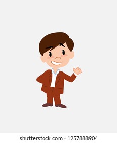 Businessman in smart casual style showing something in positive attitude.
