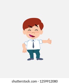 Businessman in smart casual style showing something in an optimistic and positive attitude.