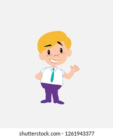 Businessman in smart casual style showing something in positive attitude.