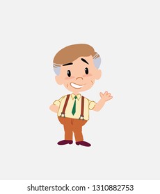 Businessman in smart casual style showing something in positive attitude.