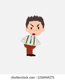 Businessman in smart casual style is slightly angry.