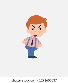 Businessman in smart casual style is slightly angry.