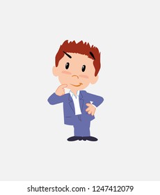 Businessman in smart casual style thoughtful and happy.