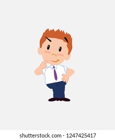 Businessman in smart casual style thoughtful and happy.