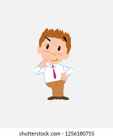 Businessman in smart casual style thoughtful and happy.