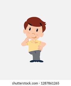 Businessman in smart casual style thoughtful and happy.