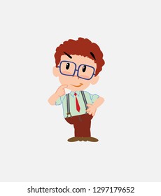 Businessman in smart casual style thoughtful and happy.