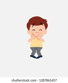 Businessman in smart casual style trying to contain the laughter.