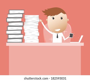 Businessman smart facilitate working with technology concept, Vector illustration