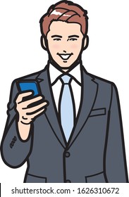 A businessman with a smartphone.