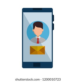 businessman with smartphone device