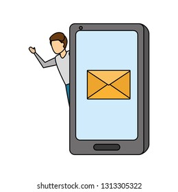 businessman with smartphone email