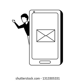 businessman with smartphone email
