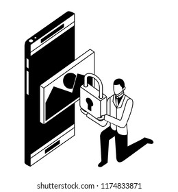 businessman smartphone security file image