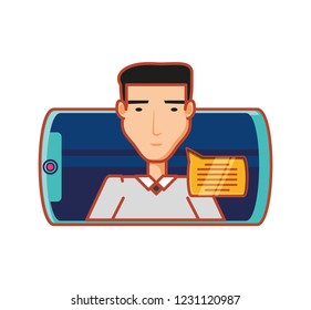businessman with smartphone and speech bubble