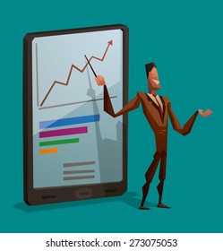 Businessman and smartphone, vector