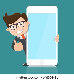 Businessman and smartphone - vector illustration