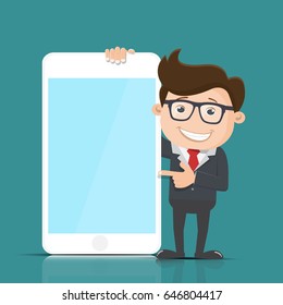 Businessman and smartphone - vector illustration