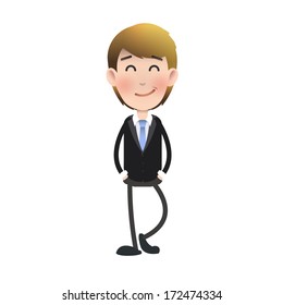 Businessman smiling over isolated background. Vector design. 
