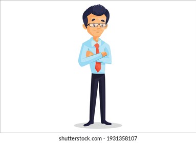 Businessman is smiling. Vector graphic illustration. Individually on a white background.