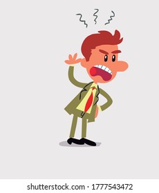 Businessman smiling while pointing in isolated vector illustrations