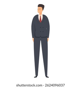 Businessman is smiling while standing with his hands behind his back
