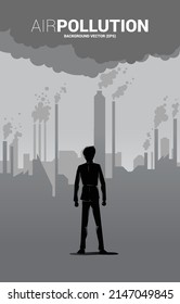 Businessman and smoke from city and factory. Concept for Air pollution and environment crisis.