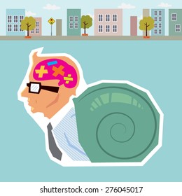 businessman snail slowly, vector