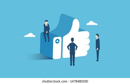 businessman and sns image,thumbs up,vector illustration