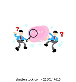 businessman and soap sanitizer hygene cartoon flat design illustration