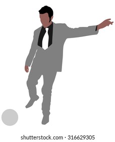 Businessman with soccer ball, vector