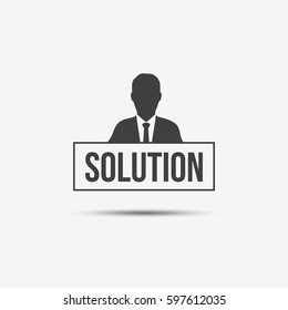 Businessman & Solution Label