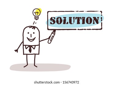 businessman with solution sign