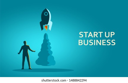 Businessman Space Rocket Launch Metaphor Start Stock Vector (Royalty ...