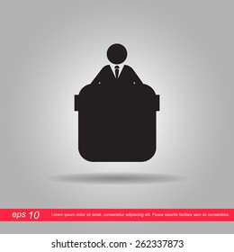 Businessman speak public icon vector illustration eps10 on grey background