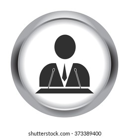 Businessman speaker simple icon on round background