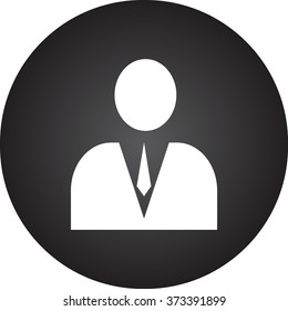 Businessman speaker simple icon on round background
