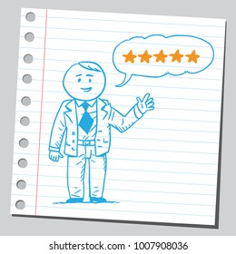 Businessman speaking about rating